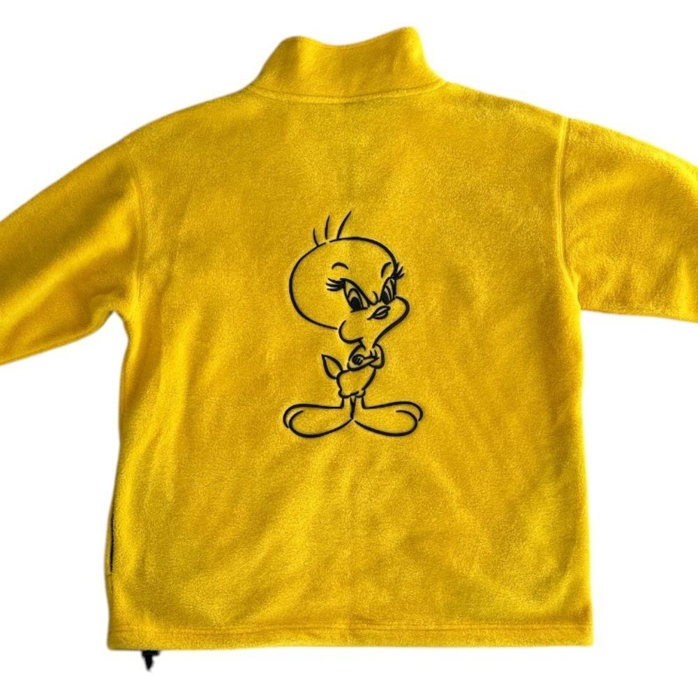 Vintage 1999 Tweety Bird Fleece 1/4 Zip Pullover Warner Bros Looney Tunes Large